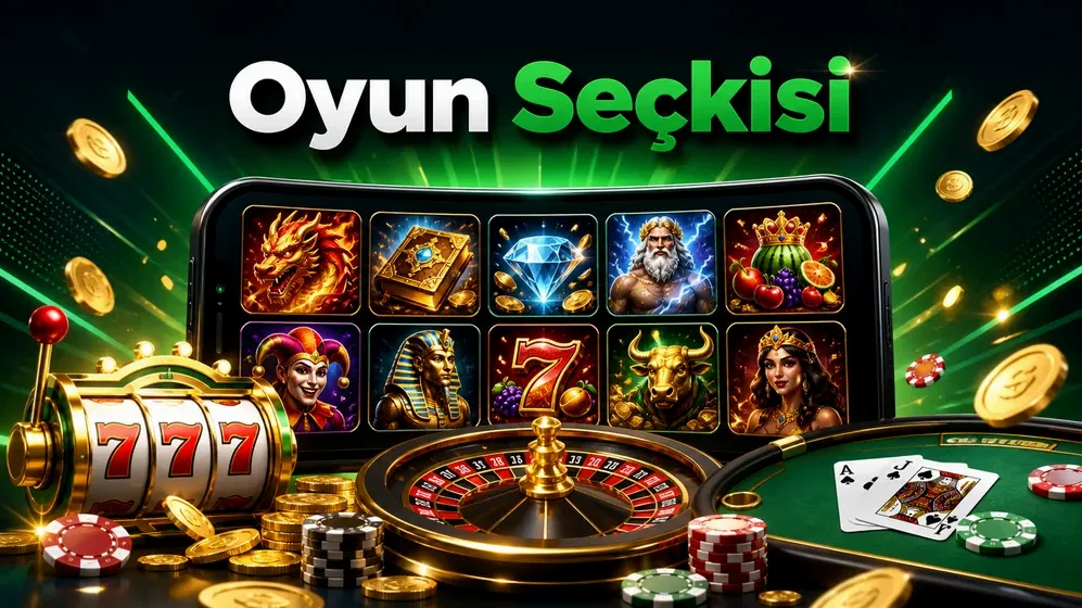 slot makinesi, rulet ve blackjack masası kolajı